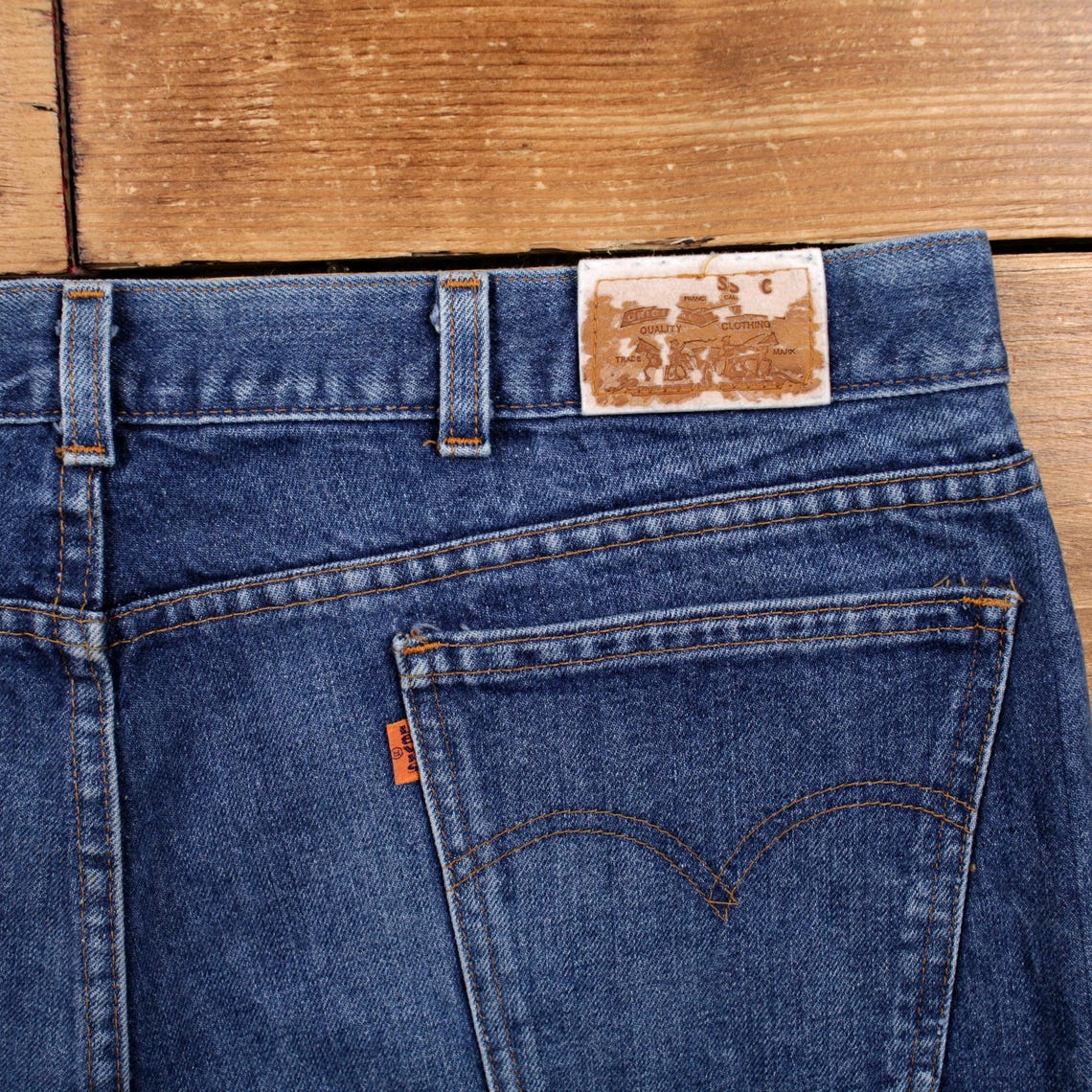 Vintage Levis Jeans 40 x 32 80s Stonewash Straight Blue Orange Tab Denim, foto 4 di 5