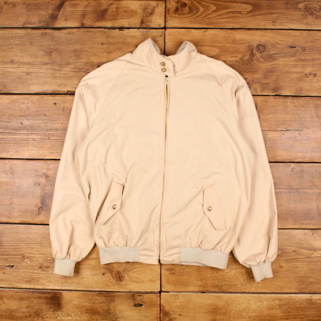 Vintage Jcpenney Windbreaker Jacket L 90s Bomber Cream