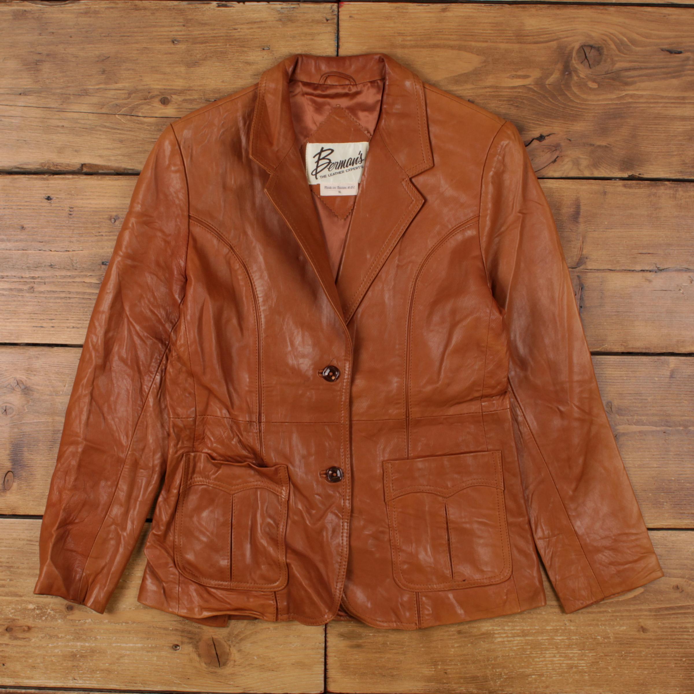 Berman’s leather jacket 本革 M 70〜80's 1980s Berman's Belted Leather Jacket – The Vintage Twin