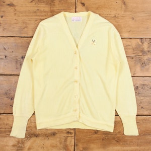 Vintage Lady Pickering Cardigan L 60s Embroidered Hockey Womens Button V-Neck