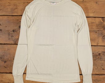 Vtg 70s 80s Hanes Thermal Long Sleeve Shirt White S/M 50/50 Waffle