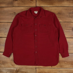 Vintage L.L.Bean Chamois Shirt Button XL Mens Long Sleeve Red Solid