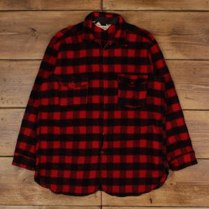 Vintage Woolrich Wool Jacket S 80s Buffalo Plaid Shacket Plaid Red
