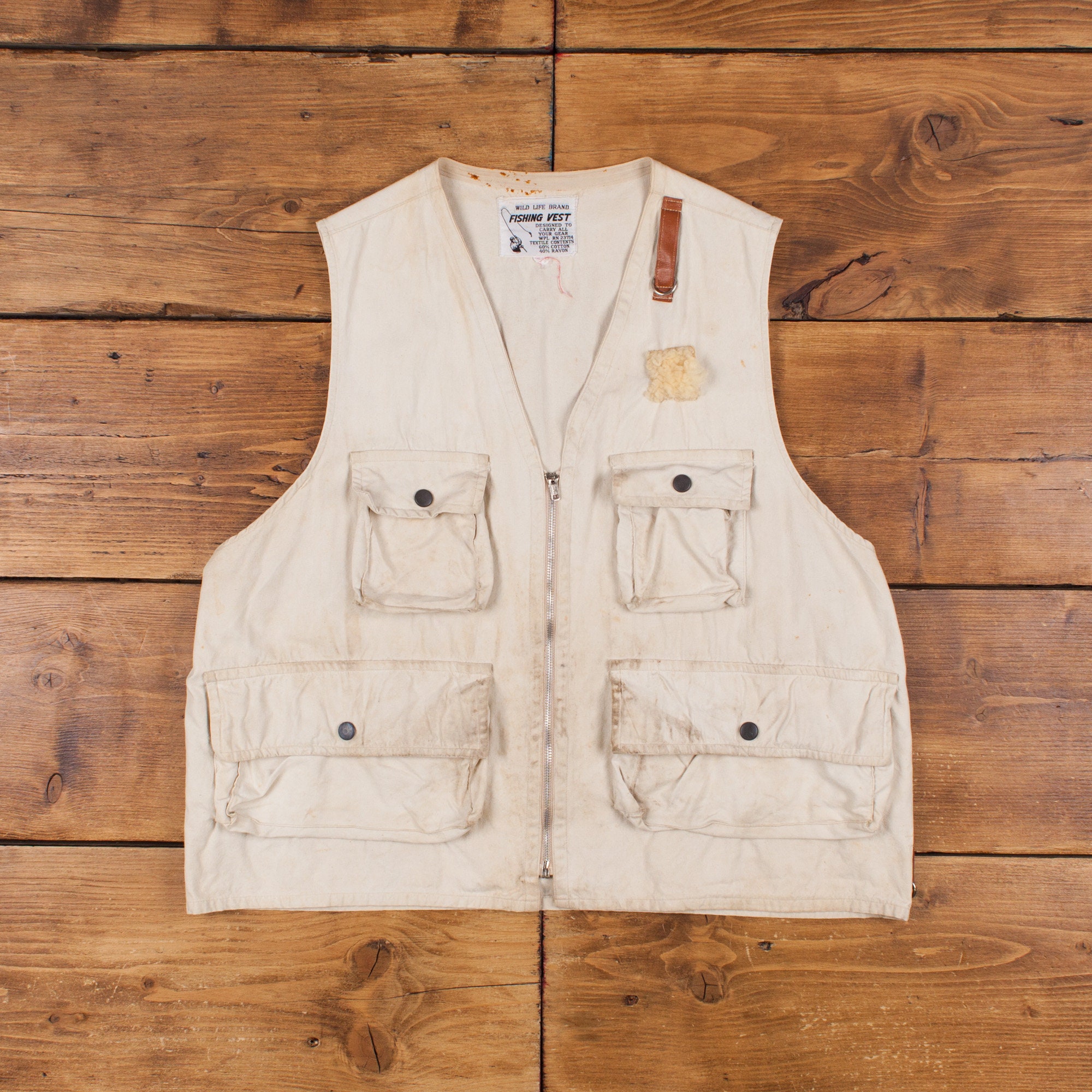 Buy Vintage Wild Life Brand Fishing Gilet XL 80s Vest Fisherman Beige Zip  Online in India 