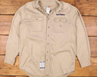 Vintage 1980s Carhartt Rugged Outdoor Wear Button up Shirt Mens S