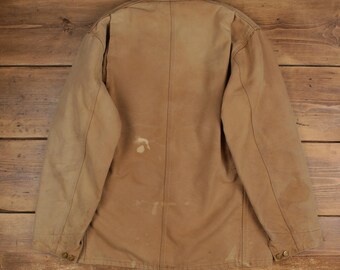 Vintage Carhartt Michigan Chore Jacket L Mens 90s Brown Workwear