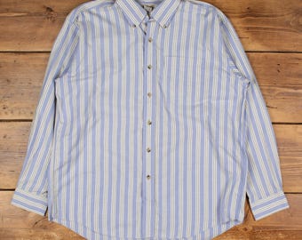 Chemise Homme L.L. Bean En Tissu Plaid Bleu Et Vert - Taille XL - Manches Longues - Occasion Très Bon état