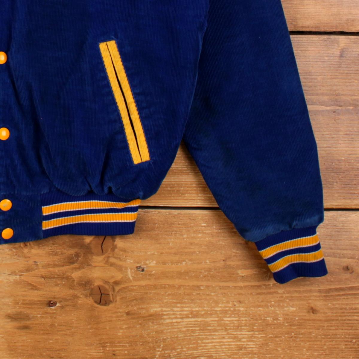 Vintage Rennoc Corduroy Varsity Jacket S Mens 90s Blue USA Made 