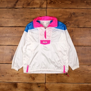 Vintage Columbia Windbreaker Jacket S 90s Colour Block White Womens