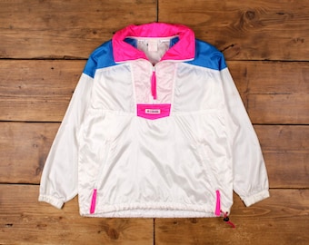 Vintage Columbia Windbreaker Jacket S 90s Colour Block White Womens