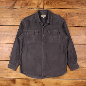 Vintage Duluth Trading Co. Workwear Shirt Button L Mens Long Sleeve Grey Solid