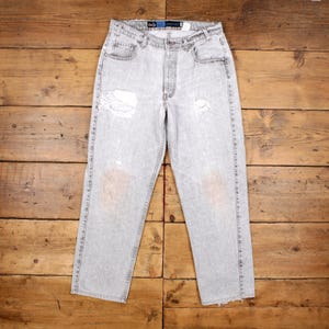 Vintage Levis Silver Tab Jeans 34 x 31 90s Light Wash Straight Grey Denim
