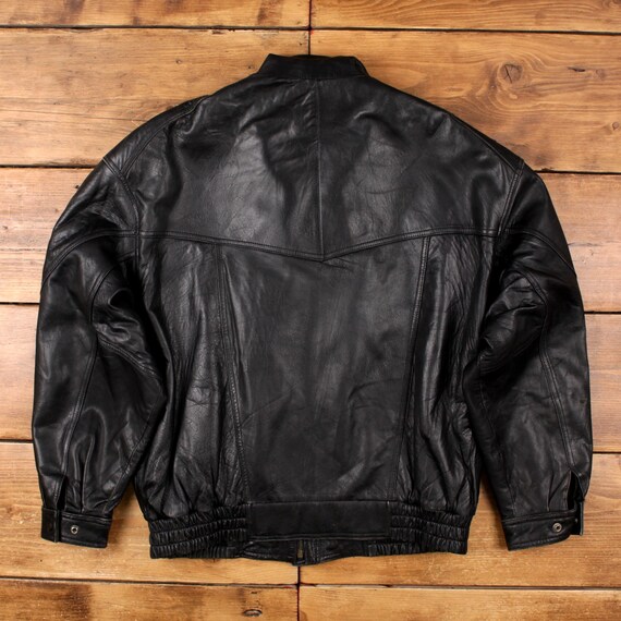 Vintage C'zar Bomber Jacket 2XL Mens 80s Black Leather Lined Biker