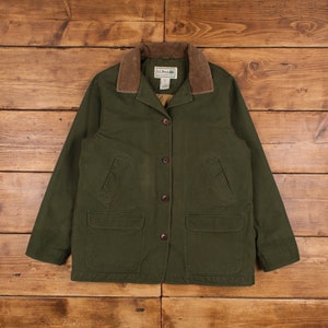 Vintage L.L.Bean Workwear Jacket XL Barn Coat Chore Green Womens Button
