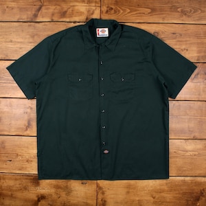 Vintage Dickies Workwear Shirt Button 3XL Mens Short Sleeve Green Solid