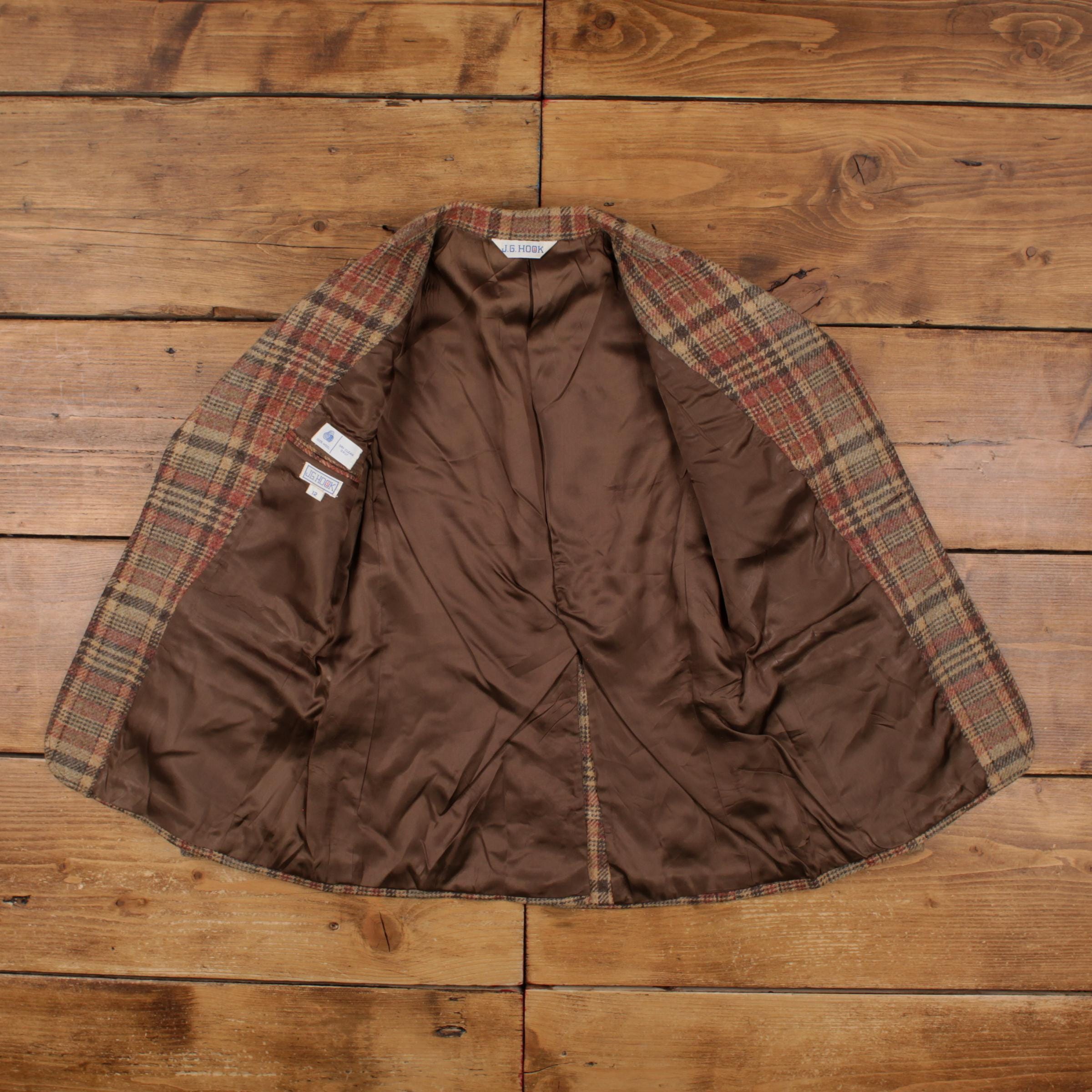 hooked vintage 購入 チェック ウールブレザー ジャケット 