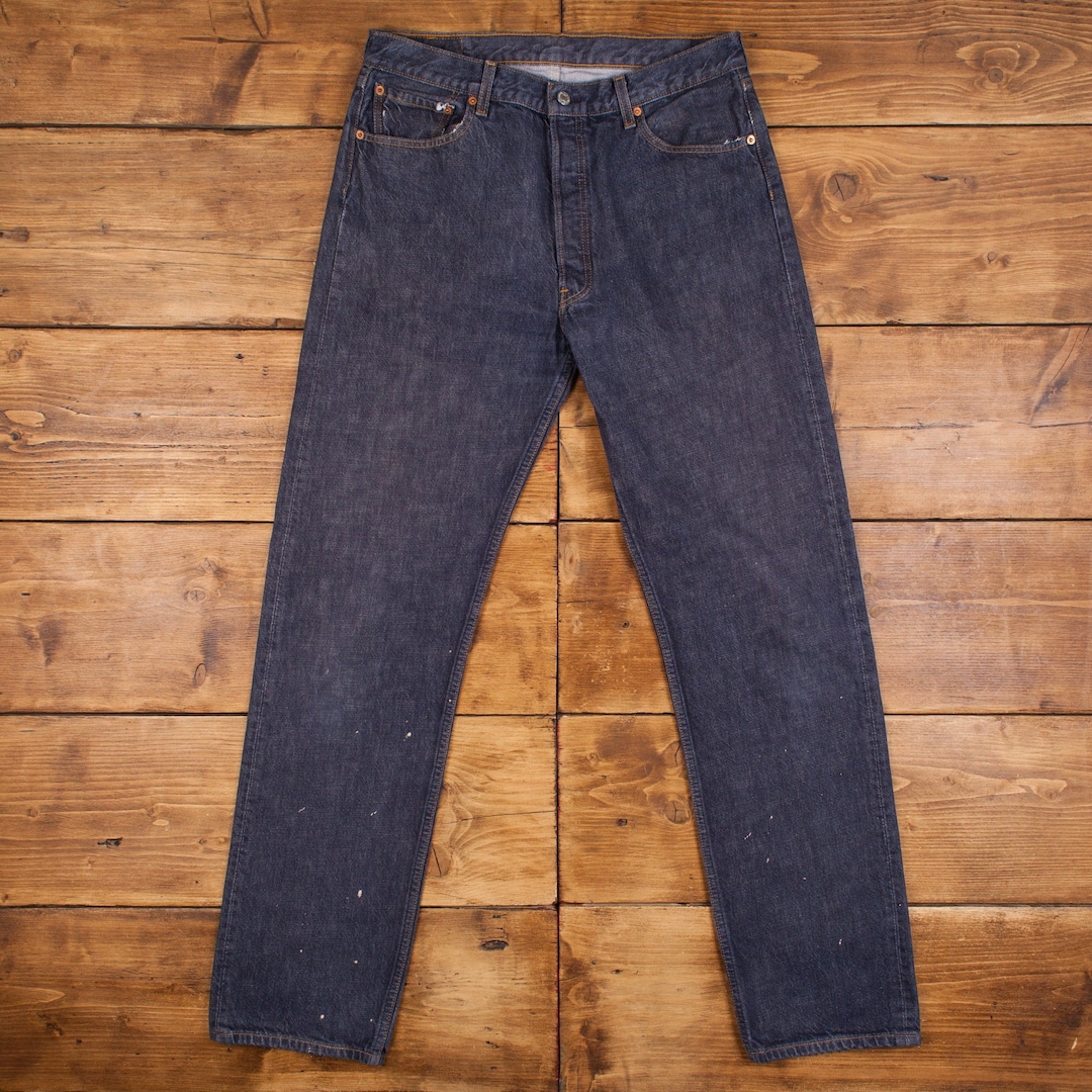 Vintage Levis 501 Jeans 34 X 34 Straight Leg Dark Indigo Blue