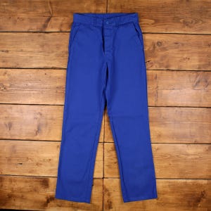 Vintage French Workwear Pants Trousers 32x33 Unisex Straight Blue Cotton