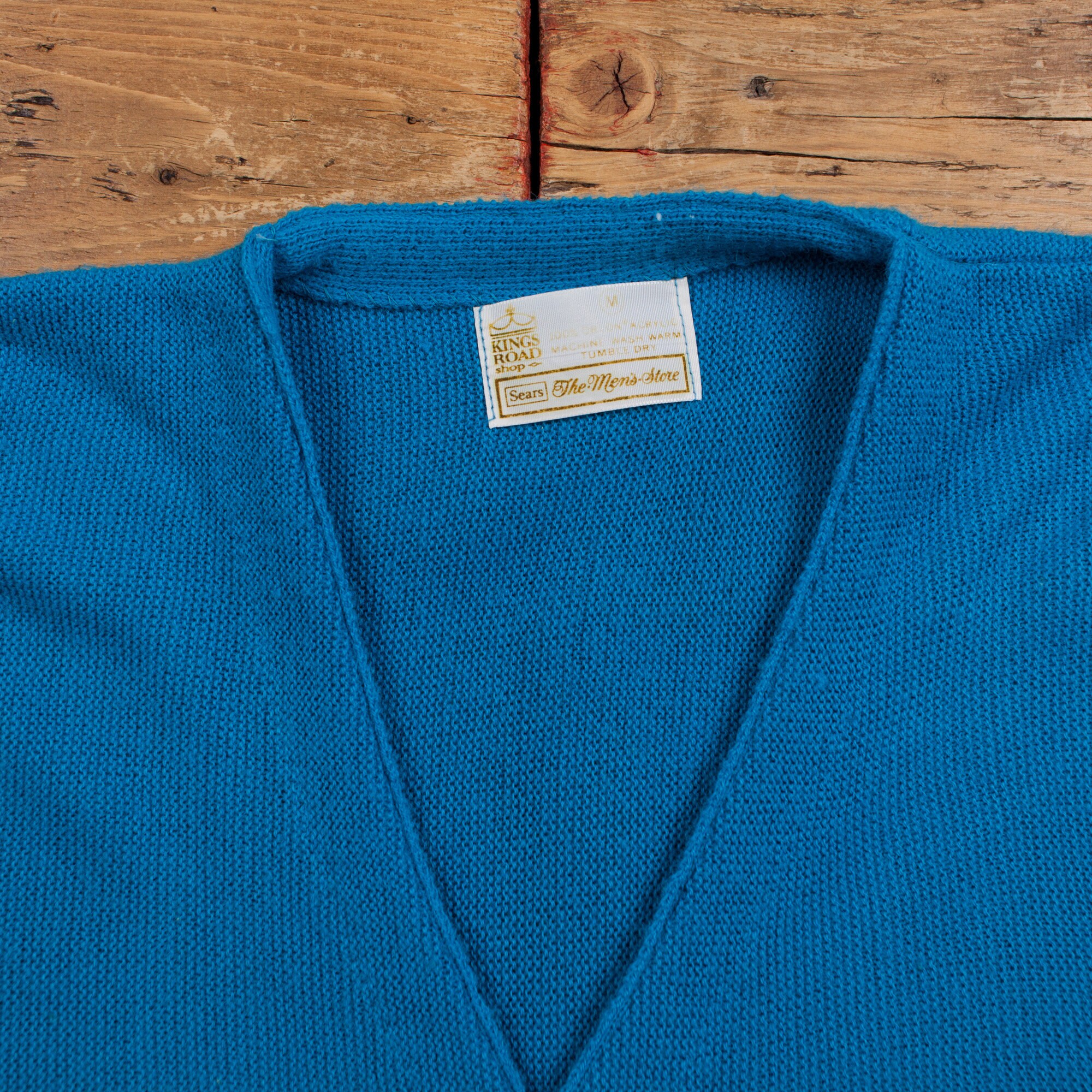 Vintage Sears Cardigan M 60s Kings Road Button V-neck Blue Vintage Sears Cardigan M 60s Kings Road Button V-neck Blue
