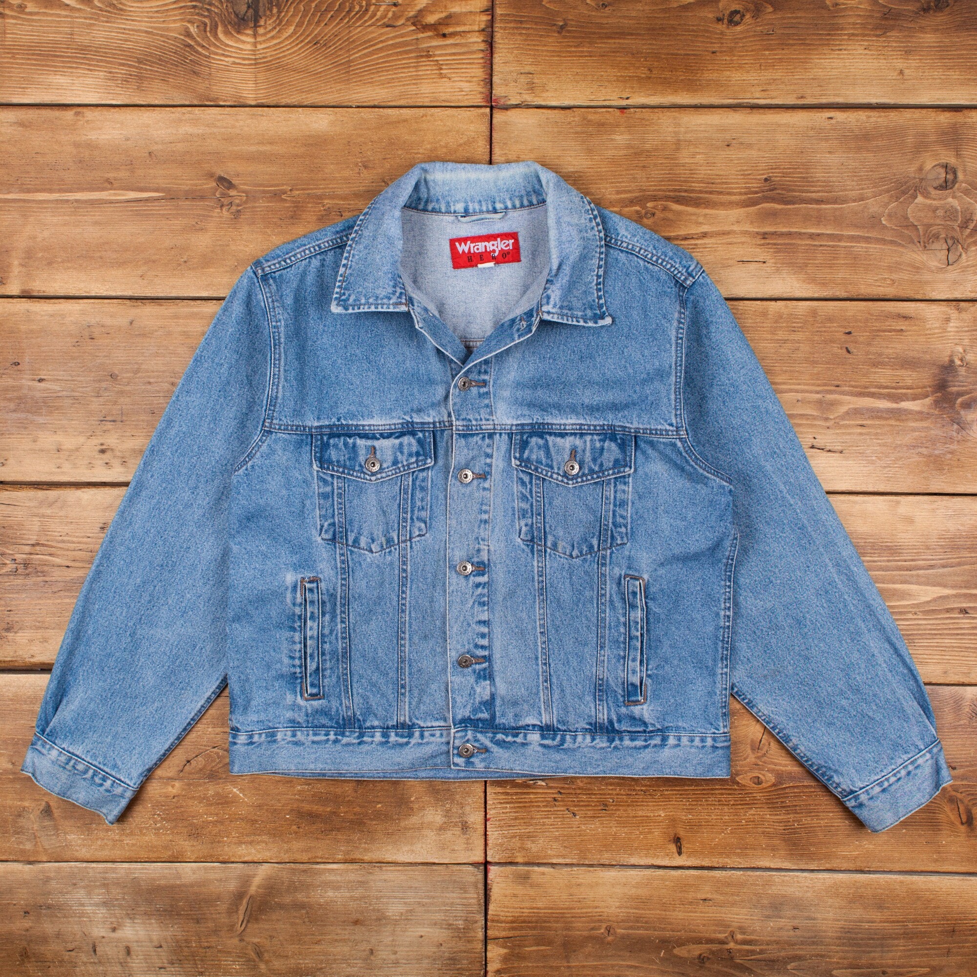 Vintage Wrangler Hero Denim Jacket XL Stonewash Blue Button up - Etsy  Australia