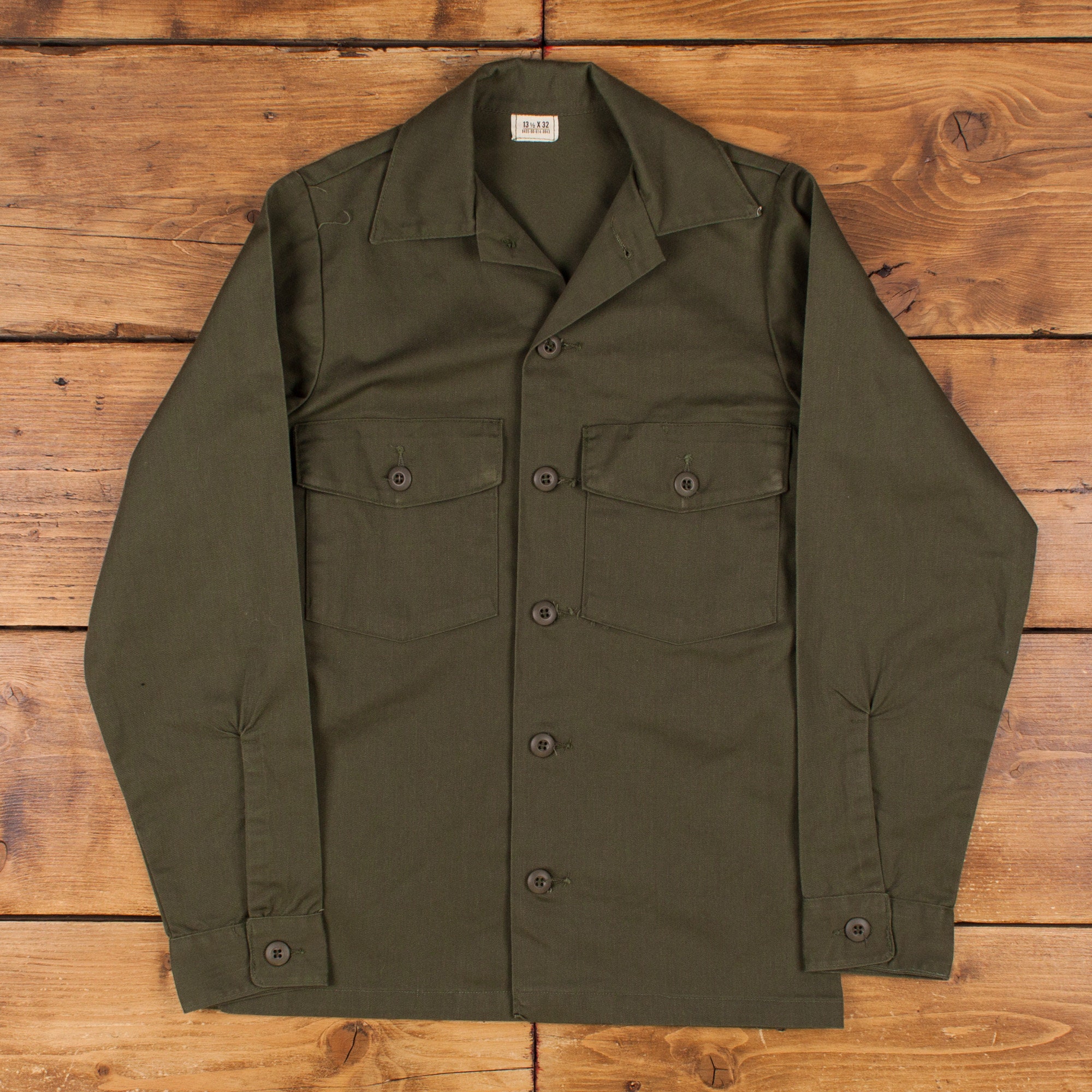 Buy Vintage Military Jacket S 70s Overshirt Green Button Online in  