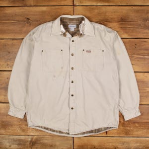 Vintage Carhartt Workwear Shirt Snap L gefüttert Herren Langarm Beige Solid