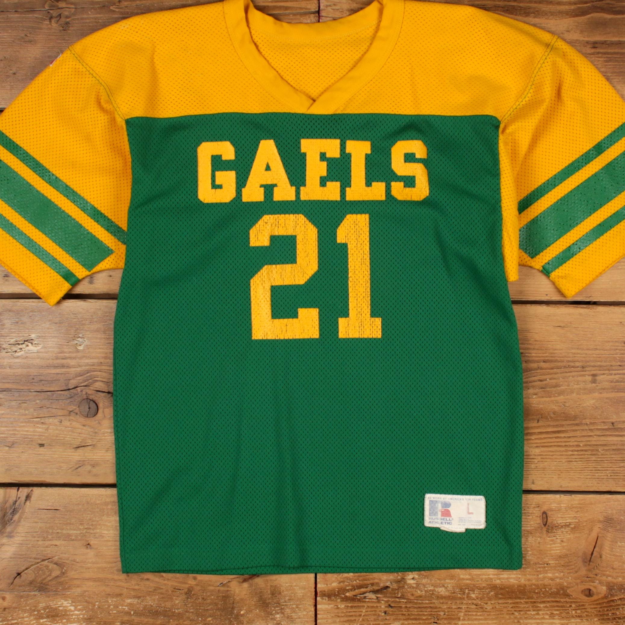 Vintage Russell Athletic Jersey T-shirt L Womens Green 90s Gaels