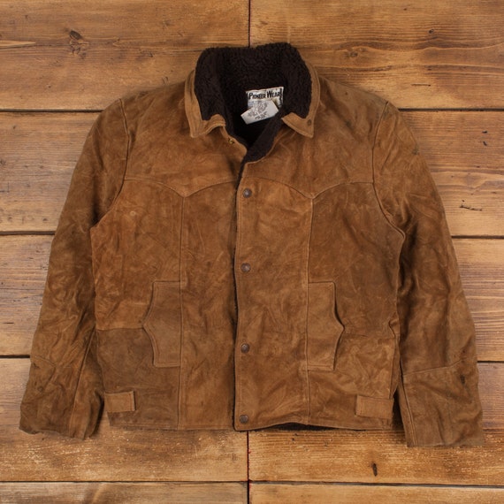 Vintage Pioneer Wear Suede Jacket S 70s Sherpa Lined USA Made 