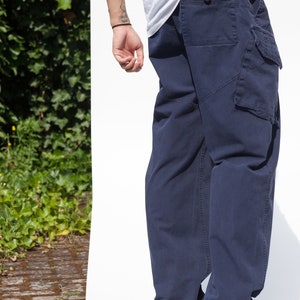 Vintage British Army Navy Issued Blue Work Combat Military Trousers Wide Leg Pants All sizes image 6