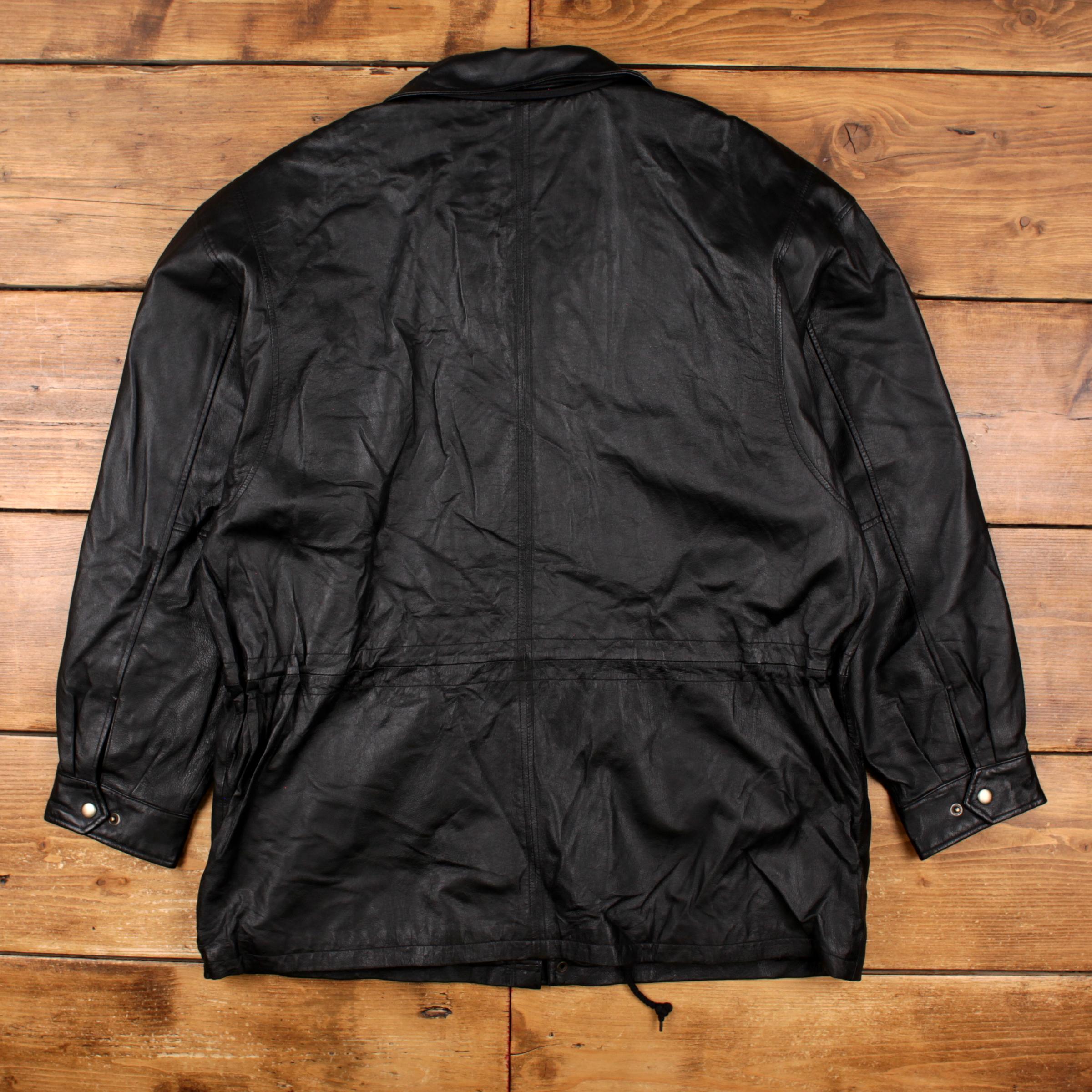 Vintage David Taylor Leather Jacket XL Mens Black Lined Outerwear