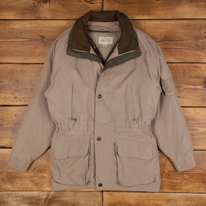 Vintage St John&#39;s Bay Outdoor Coat M 90s Beige Zip Snap