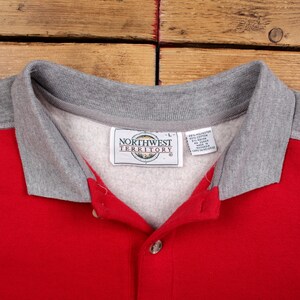 Vintage Northwest Territory Graphic Sweatshirt L Bear Collared Mens Red image 3
