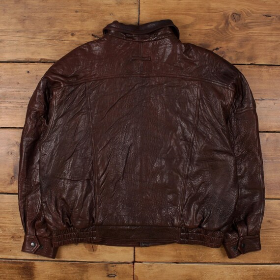Vintage Croft and Barrow Leather Jacket XL 90s Flight Bomber Brown
