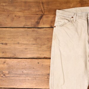 Vintage Wrangler Straight Jeans 38x34 90s Beige Zip Fly Mid Rise Denim Bild 6