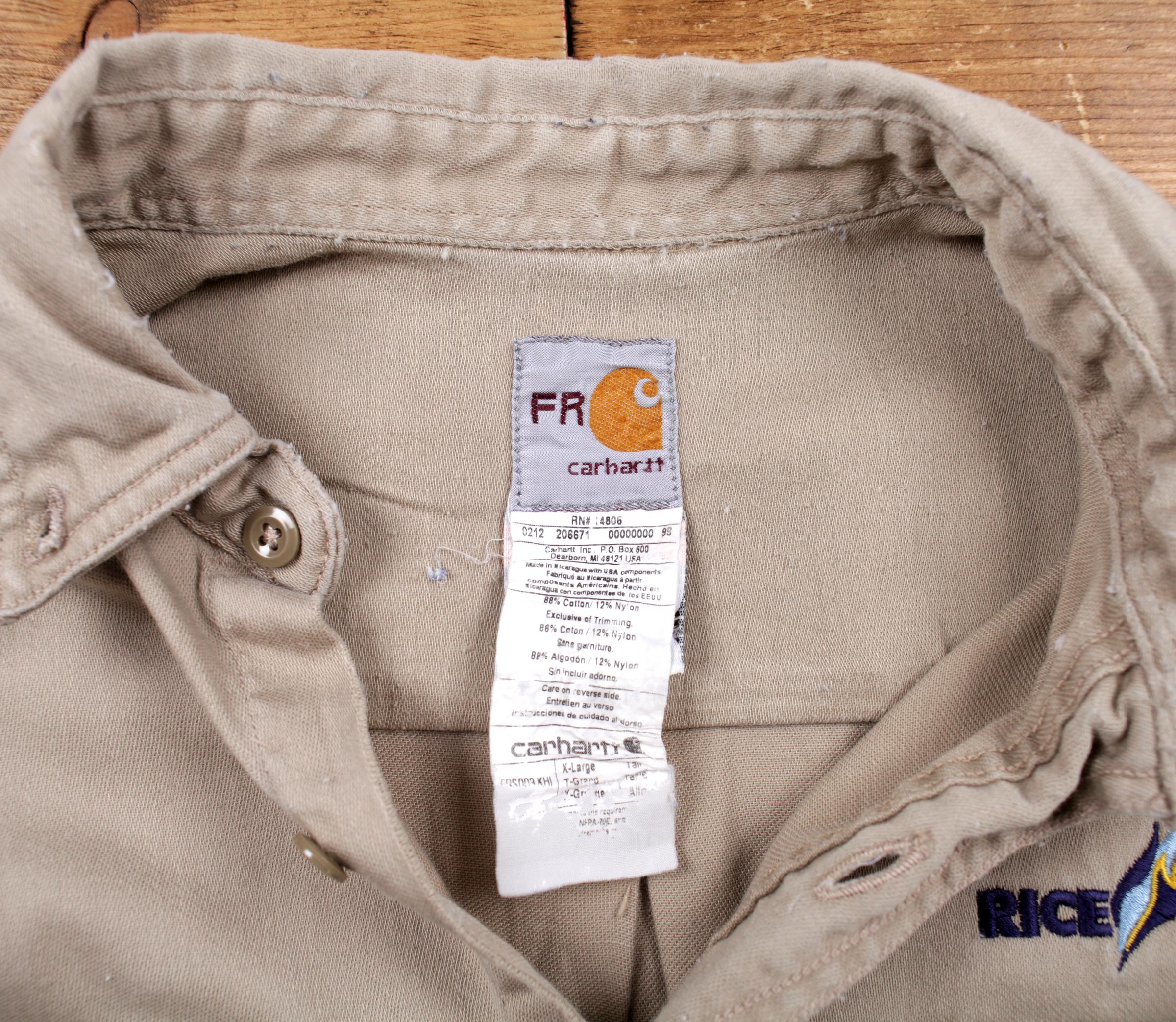 Vintage Carhartt Workwear Shirt Button XL USA Made 90s Embroidered