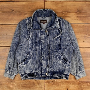 Vintage Sergio Valente Denim Jacket M Bomber Acid Wash Blue Womens