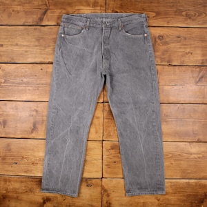 Vintage Levis 501 Jeans 40 x 30 Light Wash Straight Grey Red Tab Denim
