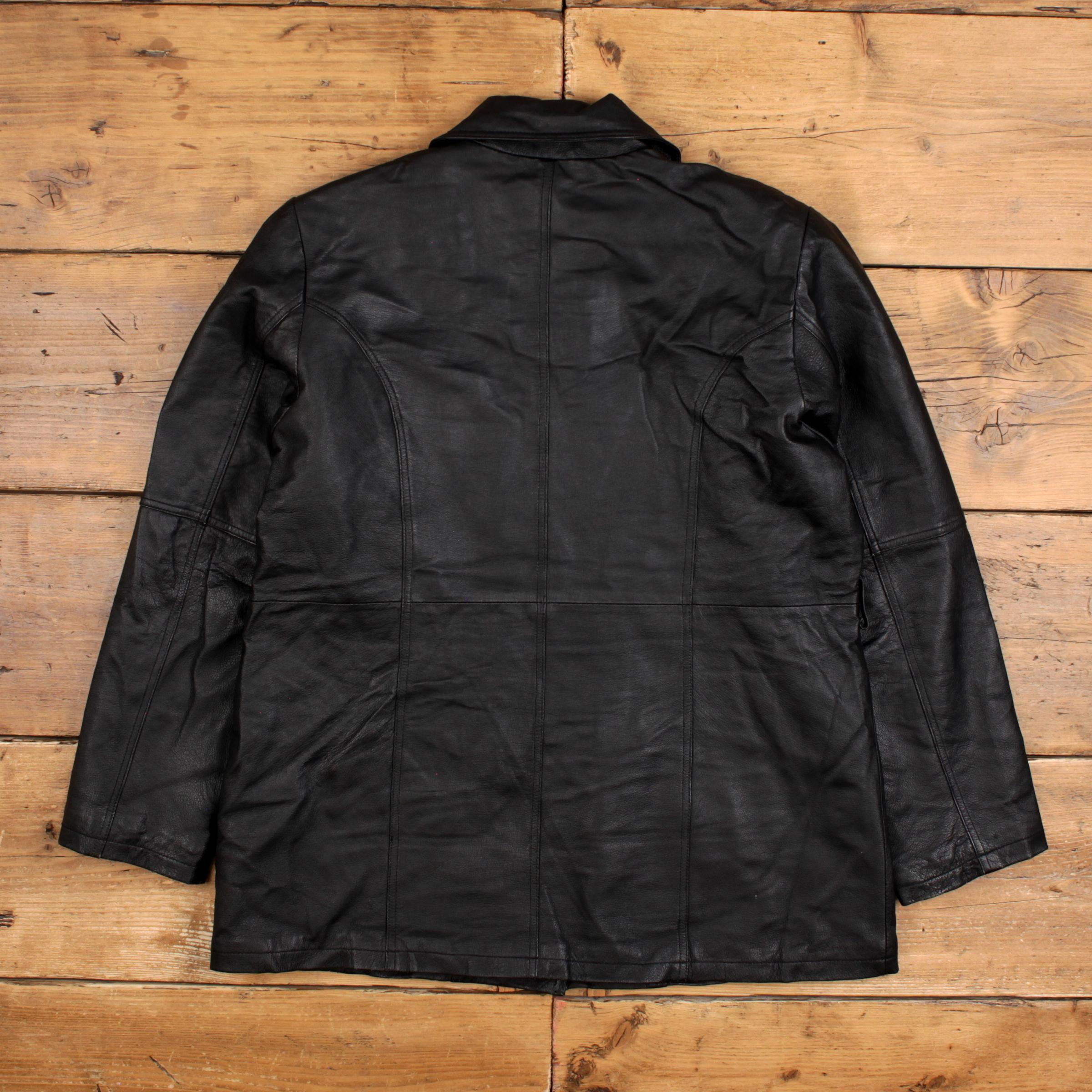 Vintage Gianni Ferrara Leather Jacket 90s Black XL Womens Dad