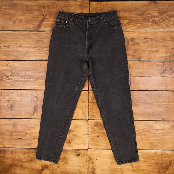 Vintage Levis 550 Jeans 35 x 33 USA Made 90s Dark Wash Tapered Grey Womens