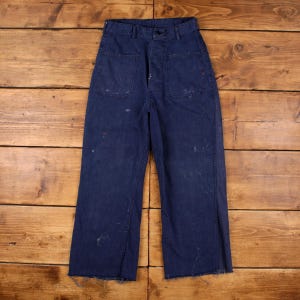 Vintage Jeans Hose Hose 30x26 90s High Rise Damen Weites Bein Blau