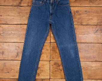 Jean Levis 505 vintage 33 x 32, fabriqué aux États-Unis, délavé à la pierre, denim droit bleu rouge avec languette