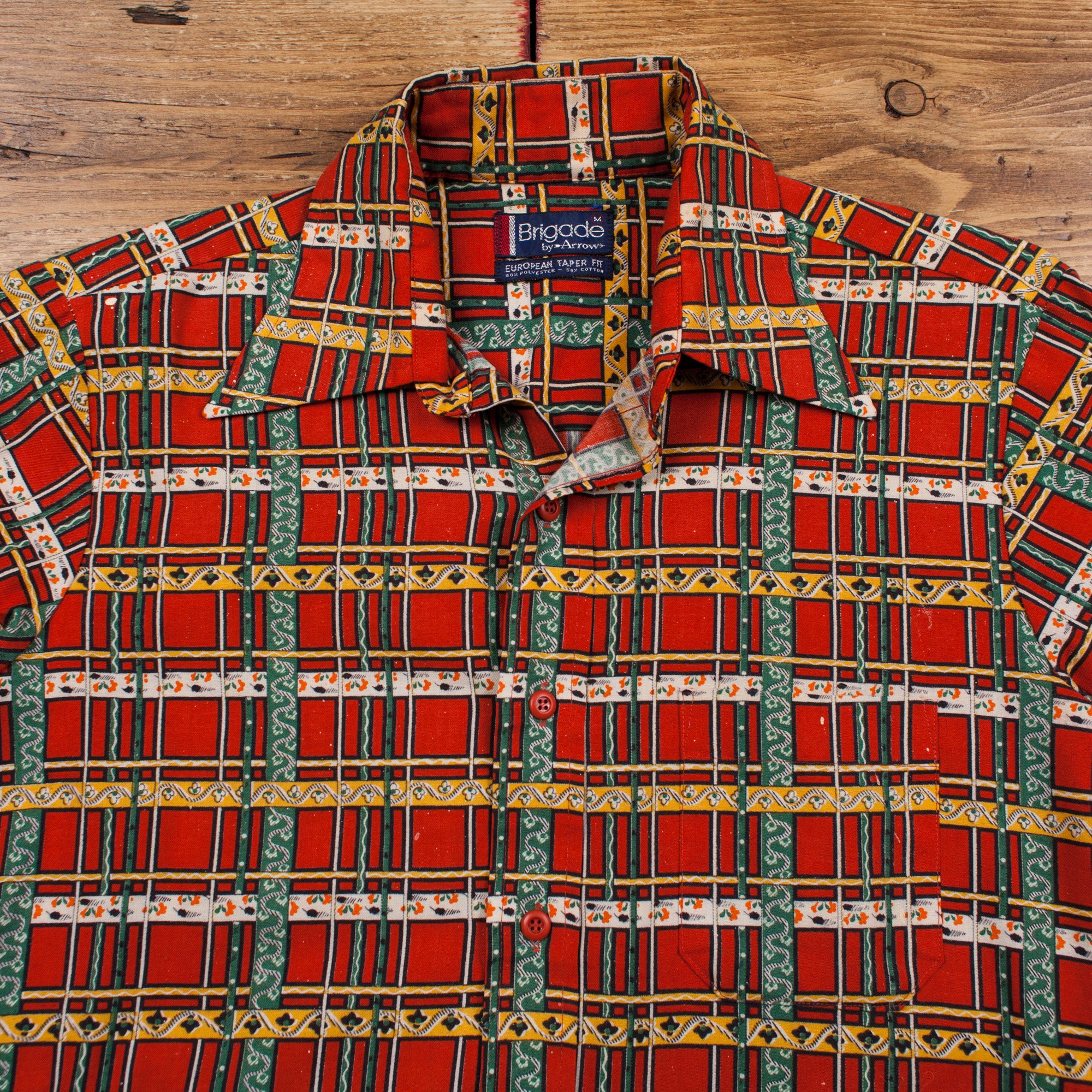 Vintage Arrow Check Shirt Button M 70s Brigade All Over