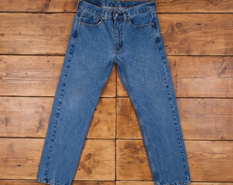 Vintage Levis 505 Jeans 32 x 29 Stonewash Rechte Blauwe Rode Tab Denim