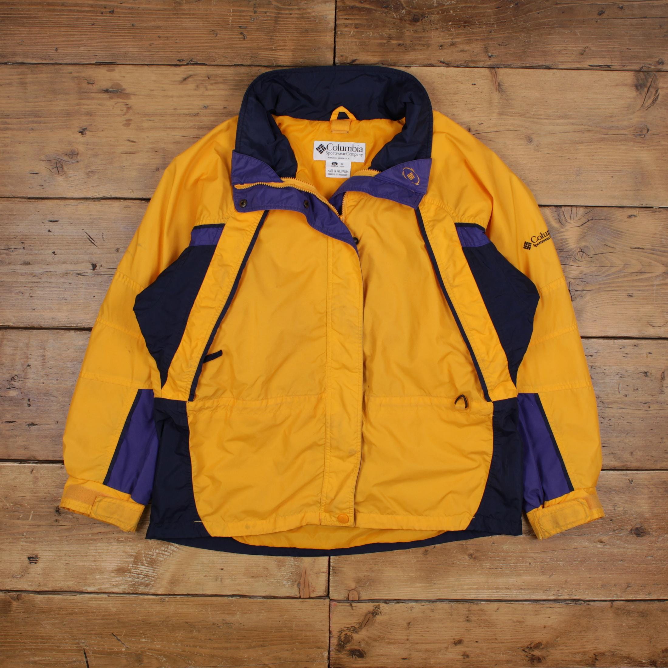 Vintage Columbia Outdoor Jacket XL 90s Windbreaker Yellow Womens