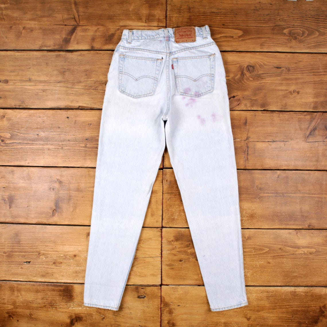 Vintage Levis 512 Jeans 27 x 31 USA Made 90s Light Wash Straight Blue Womens, foto 2 di 5
