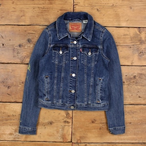 Vintage Levi&#39;s Denim Jacket S Trucker Blue Womens