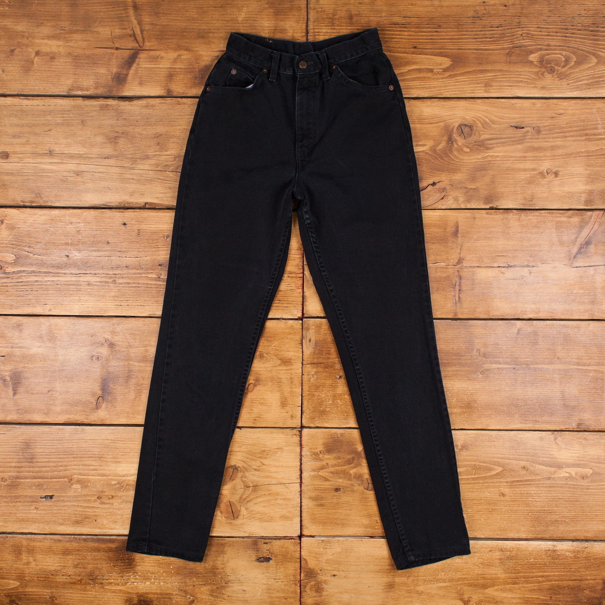 Vintage Levis 631 Jeans 25 x 31 Dark Wash Tapered Black Womens Orange Tab