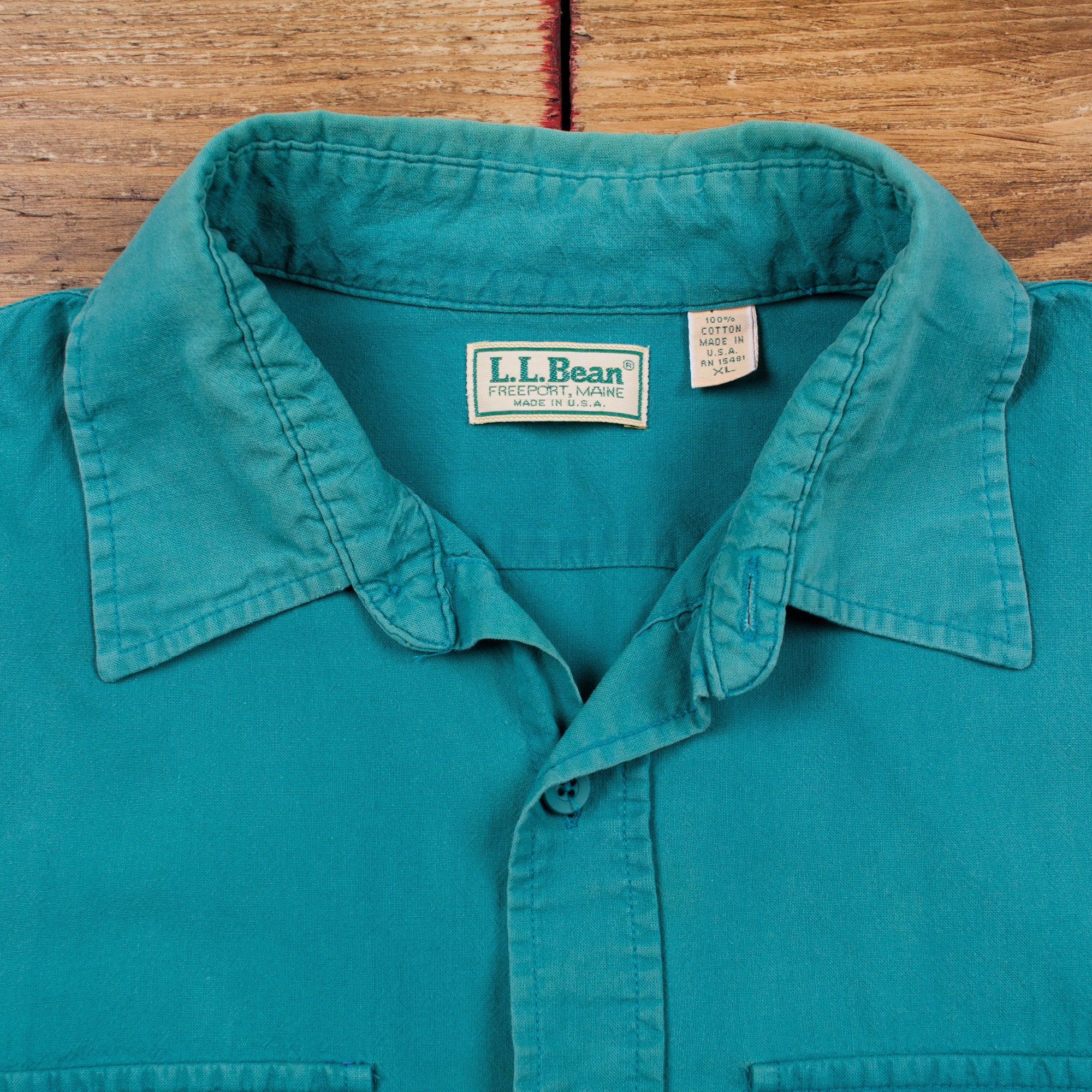 L☆USA製☆80s☆LL Bean☆幅広 ボタンダウンシャツ☆サックス