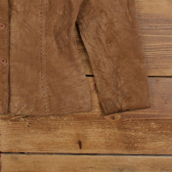 Vintage Van Heusen Leather Jacket S 80s Western Suede Brown Womens