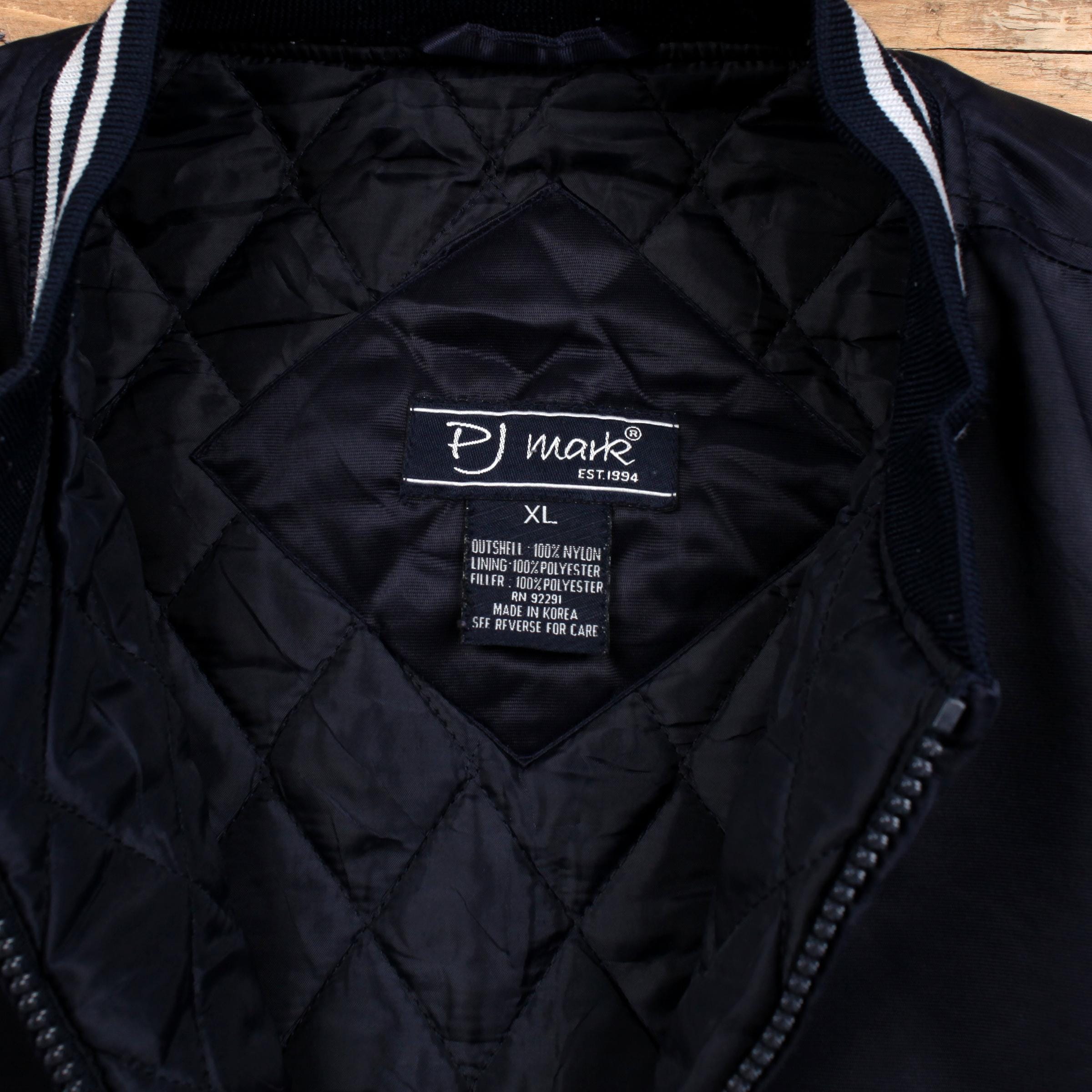 Vintage PJ Mark Varsity Jacket XL 90s Bomber Satin New York